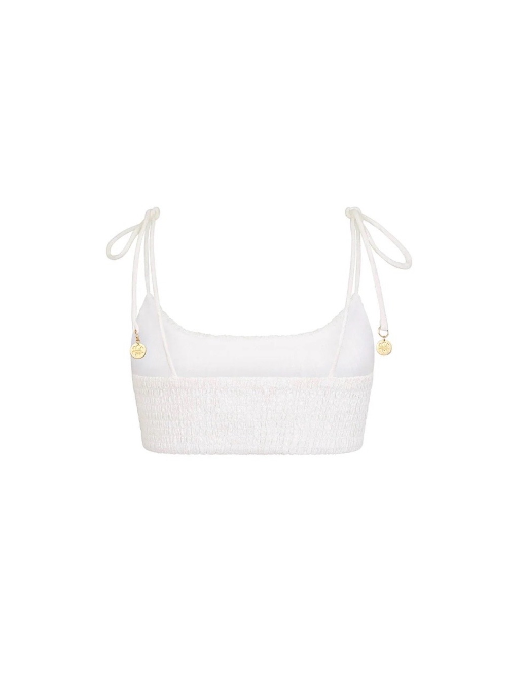 White Smocked Tie-Shoulder Tank Top - Picture 3 of 3